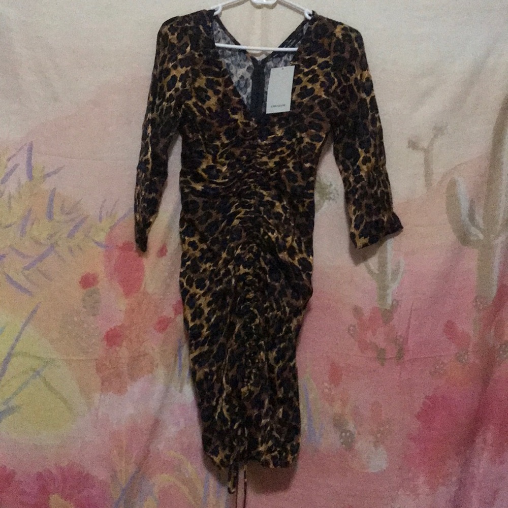 Draw string animal print dress